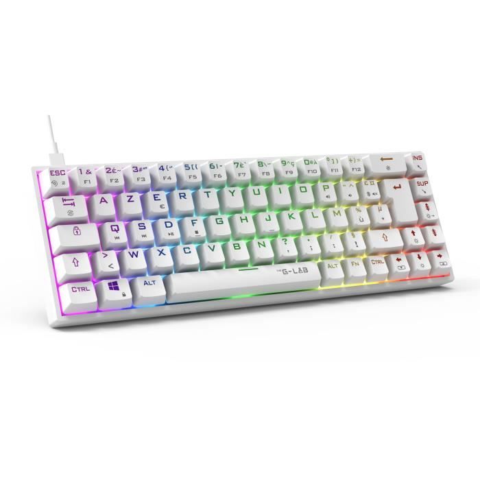 Gaming Keyboard - The G-Lab - KEYZ TITAN - Mechanical (Red Switch) - Wired - RGB - White