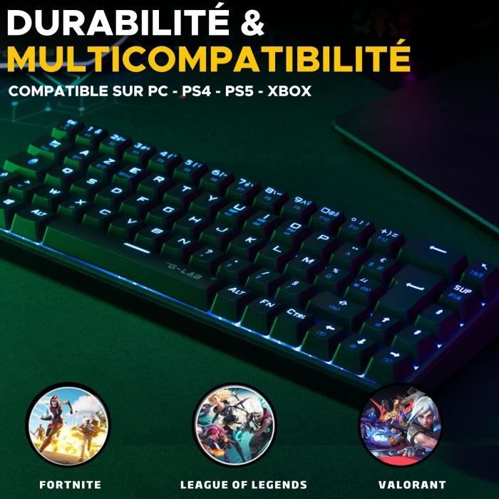Triple Mode Gaming Keyboard - The G-Lab - KEYZ TITAN - Mechanical (Red Switch) - Wireless - RGB