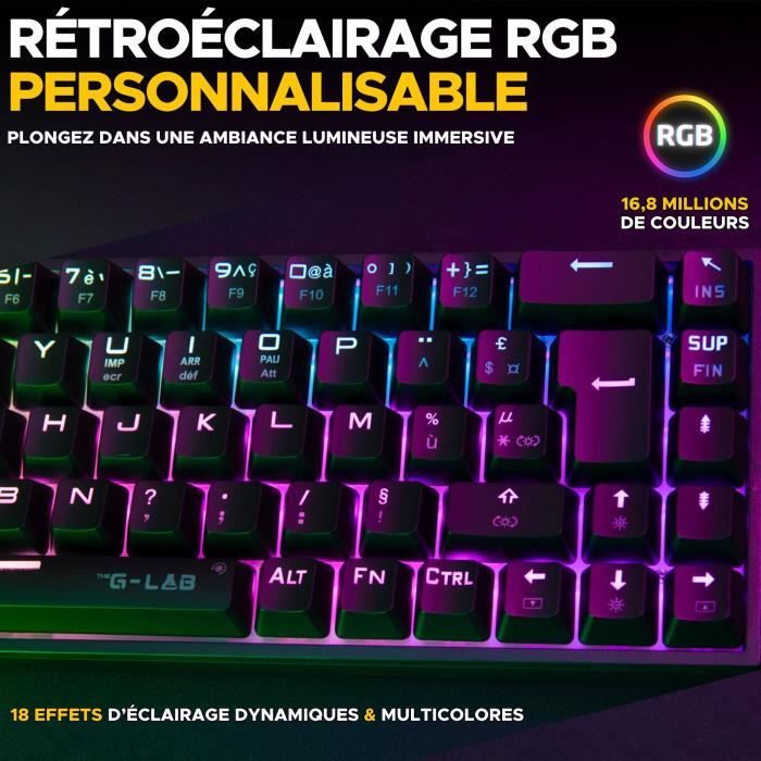 Triple Mode Gaming Keyboard - The G-Lab - KEYZ TITAN - Mechanical (Red Switch) - Wireless - RGB