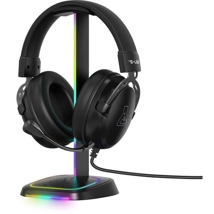 Gaming headset stand - The G-Lab - K-STAND-NEON RGB - USB/USB-C HUB - Wired - RGB lighting - Black