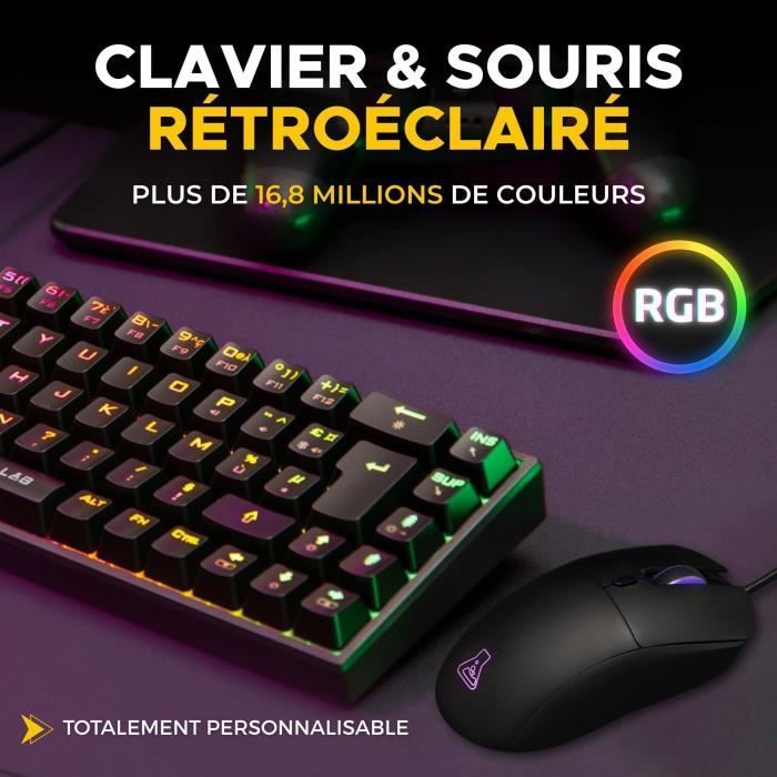 Pack Gamer Mécanique E-sport 2 en 1 - The G-Lab COMBO TITAN - Souris 12800 DPI - Clavier Mécanique