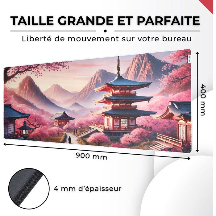 The G-Lab - Pad Temple - Tapis de Souris XXL - 900x400 - Base Antidérapante  Temple Japonais