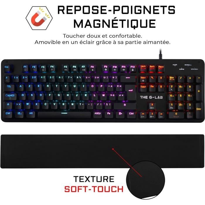 THE G-LAB Gaming Carbon Backlit mechanical keyboard - Switch Blues - Wrist rest - FR