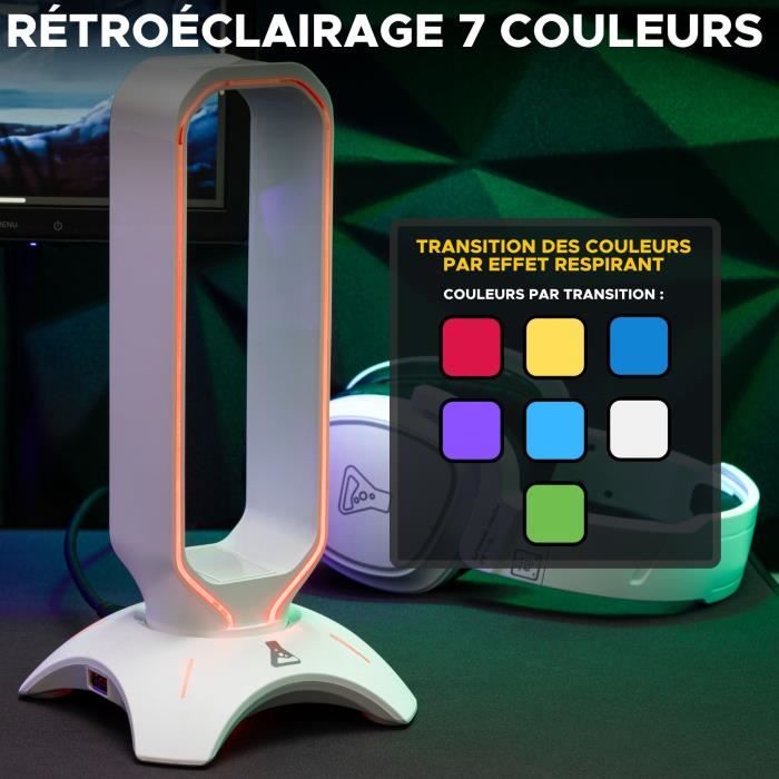 Headphone/Headset Stand - THE G-LAB - K-STAND RADO - RGB USB - White