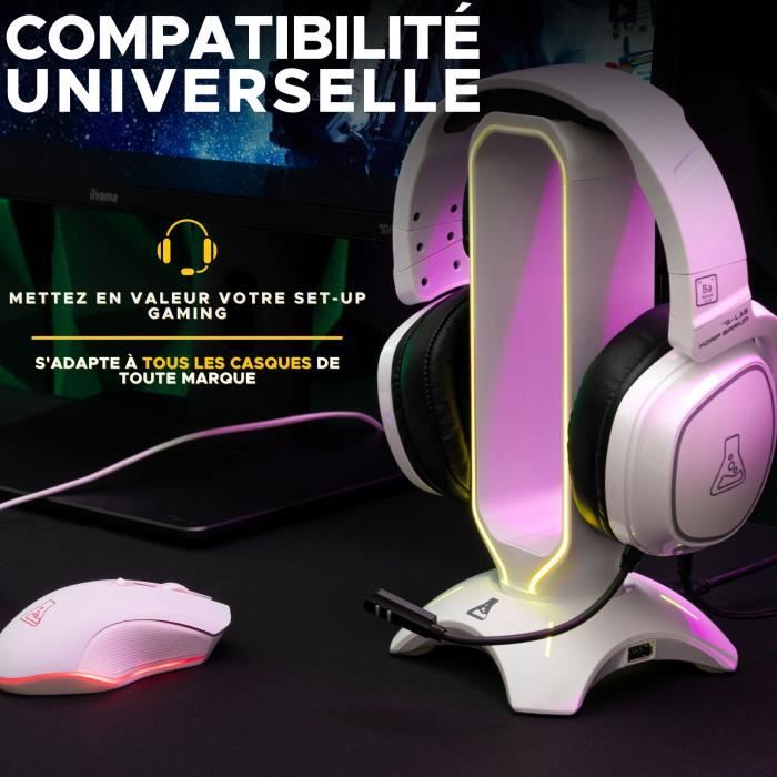 Headphone/Headset Stand - THE G-LAB - K-STAND RADO - RGB USB - White