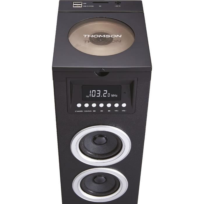 THOMSON DS120CD - Multimedia speaker tower - CD player - 60W - Bluetooth, USB, FM radio - LED display - Black
