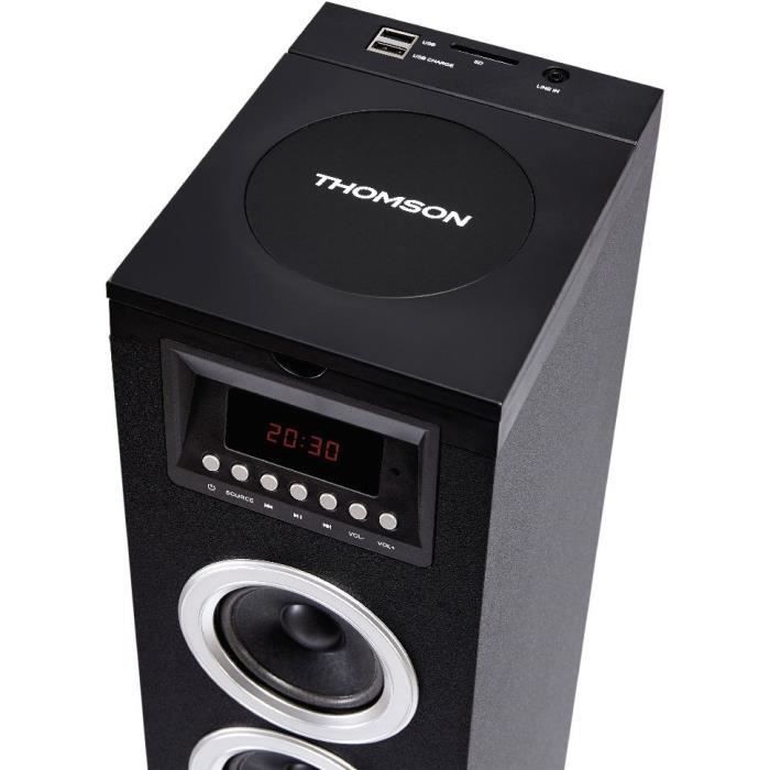THOMSON DS120CD - Multimedia speaker tower - CD player - 60W - Bluetooth, USB, FM radio - LED display - Black