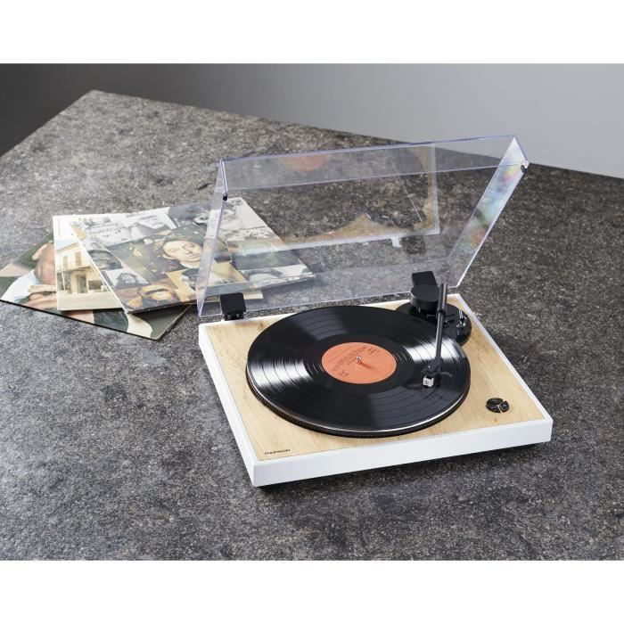 THOMSON TT301 - 33 and 45 rpm designer vinyl turntable - Audio-Technica AT3600L playback head - Wood and white