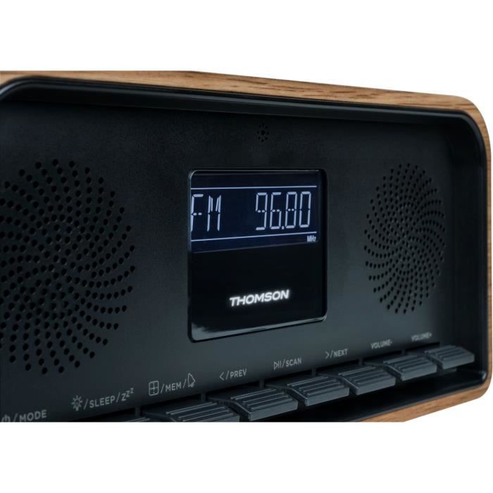 Bluetooth Alarm Clock Radio - THOMSON - Vintage Cosy - 30W, FM Radio, Dual Alarm, LCD Screen, USB-C Charger, 230V Power Supply