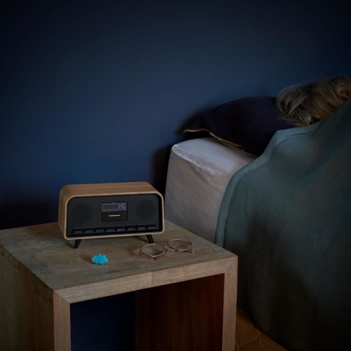Bluetooth Alarm Clock Radio - THOMSON - Vintage Cosy - 30W, FM Radio, Dual Alarm, LCD Screen, USB-C Charger, 230V Power Supply