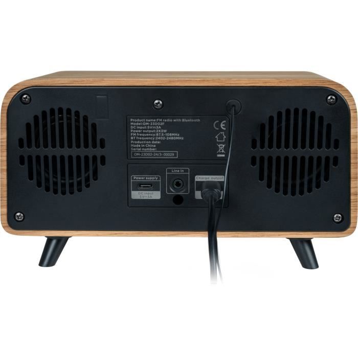 Bluetooth Alarm Clock Radio - THOMSON - Vintage Cosy - 30W, FM Radio, Dual Alarm, LCD Screen, USB-C Charger, 230V Power Supply