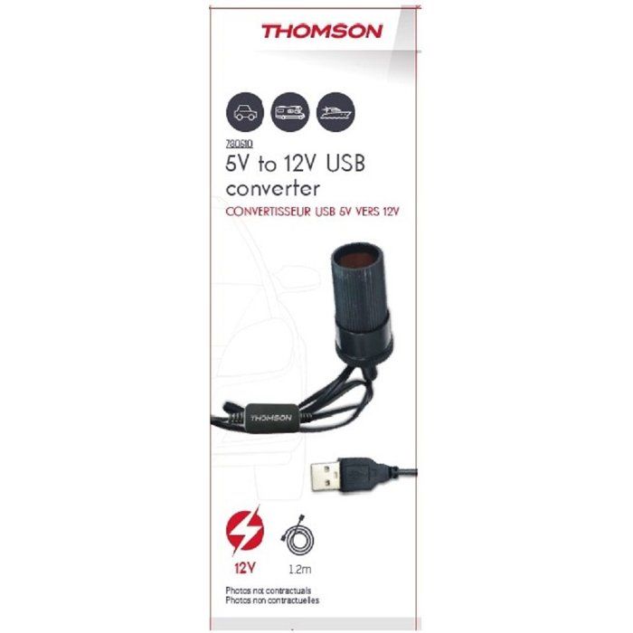 Converter - THOMSON - USB to 12 V - 10 W - 120 cm cable