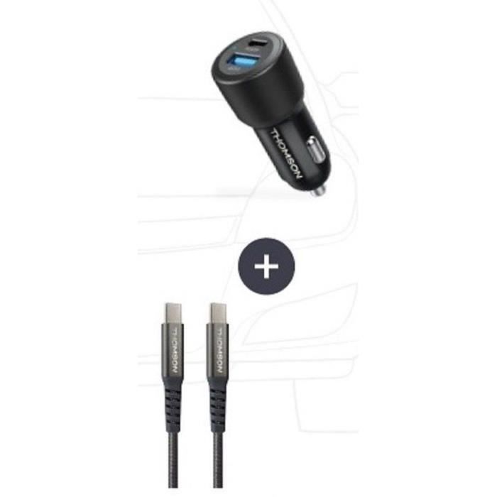 Charger + cable pack - THOMSON - 60 W car charger - 65 W C to C cable - 1.5 m