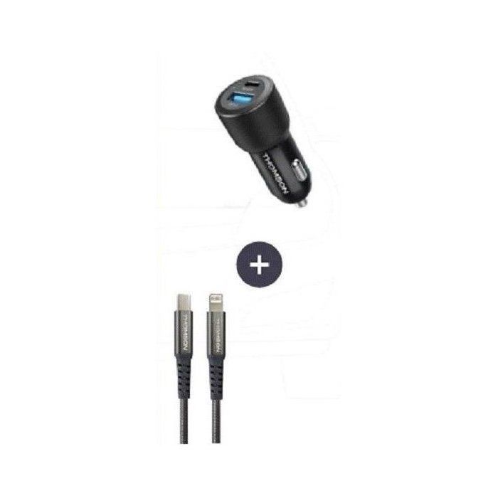 Charger + cable pack - THOMSON - 60 W car charger - C to L 5A cable - Length 1.5 m