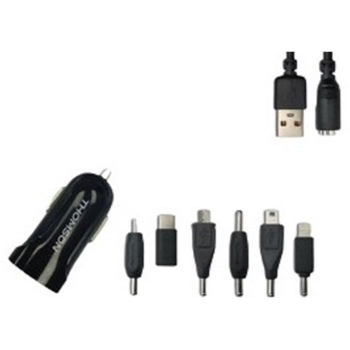 Charger + connector kit - THOMSON - AC charger - 12/24 V - 6 connectors - 2A - 1 m cable