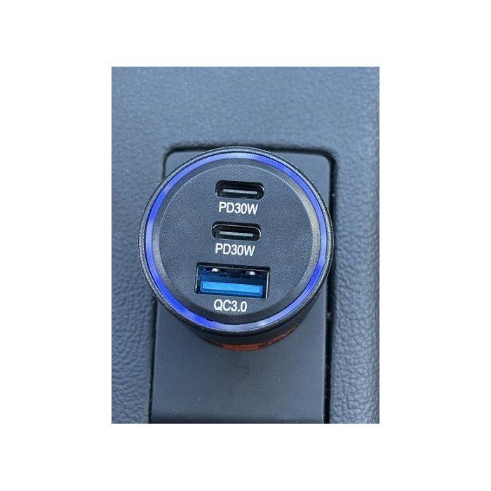 Car charger - THOMSON - 60 W - Total new generation gan technology - 2 USB-C - PD 30 W + USB-A - QC 3.0 - 18 W