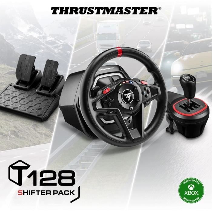 Gaming steering wheel - THRUSTMASTER - T128 X SHIFTER PACK - For Xbox Series XS Xbox One and PC - Black and Red