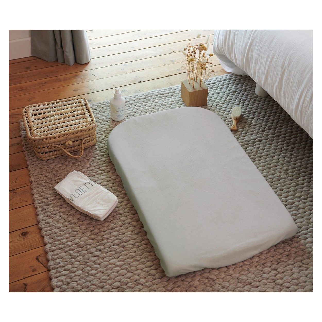 TINEO Set Of 2 Mattress Pads To Change / Light Gray