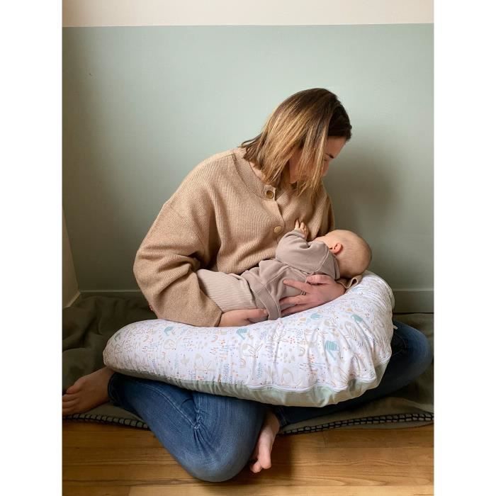 Maternity pillow - TINEO - Sage green - Rabbits