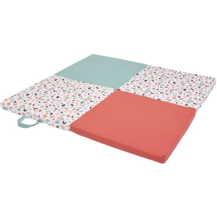 Malin play mat - TINEO - 3-in-1 multifunctional evolving mat - 120 x 120 cm - Geometric / Funny animals