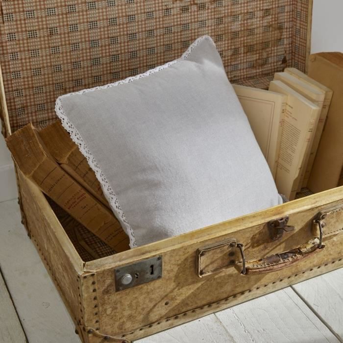 Cushion - TODAY - CHARME - Chambray x Dentelle Constance - 40 x 40 cm