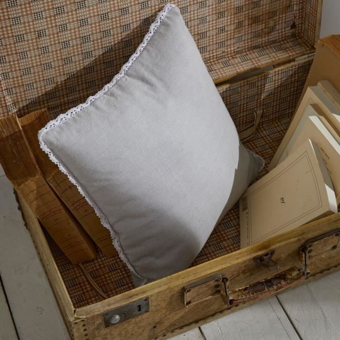 Cushion - TODAY - CHARME - Chambray x Dentelle Constance - 40 x 40 cm