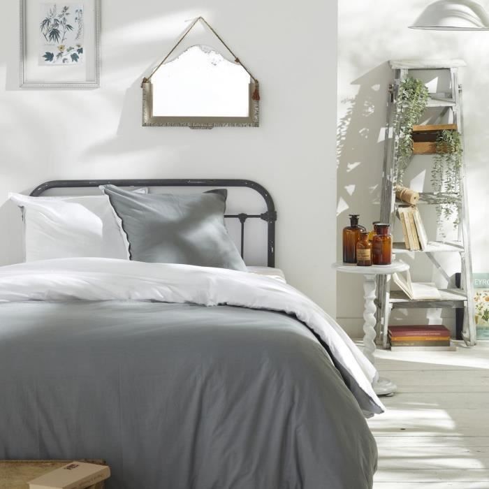 Duvet cover - TODAY - CHARME - 57 thread count cotton - Light grey x Dune Constance - 260 x 240 cm