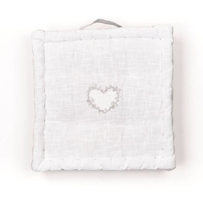 Floor cushion - TODAY - CHARME - Slub x Chambray x Constance Embroidery - 40 x 40 x 10 cm