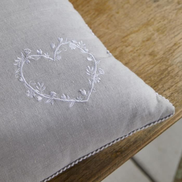 Cushion - TODAY - CHARME - Chambray x Petite broderie Constance - 40 x 40 cm