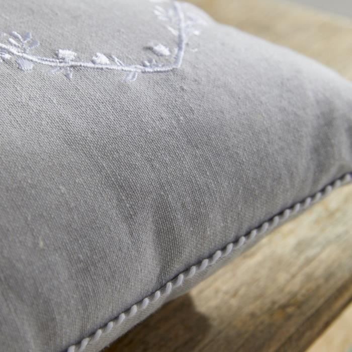 Cushion - TODAY - CHARME - Chambray x Petite broderie Constance - 40 x 40 cm