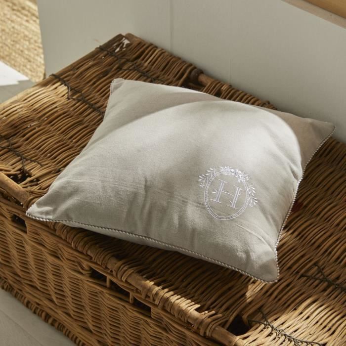 Cushion - TODAY - CHARME - Chambray x Petite broderie Berenice - 40 x 40 cm