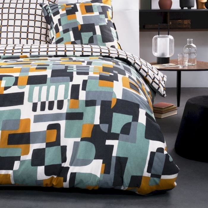 Bedding set - TODAY - Sunshine - 2 people - 240x260cm - Natural cotton - Check print