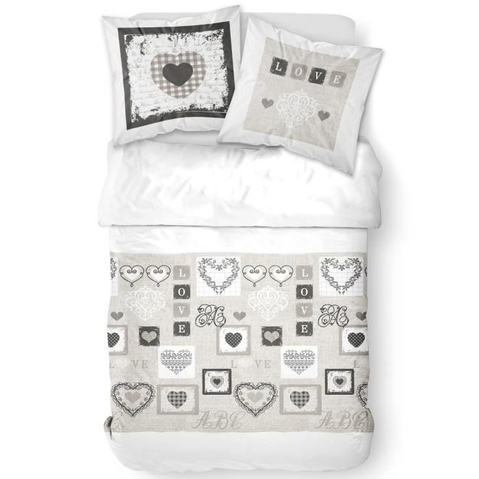 TODAY Cotton bed set 2 people - 240x260 cm - White print Eden