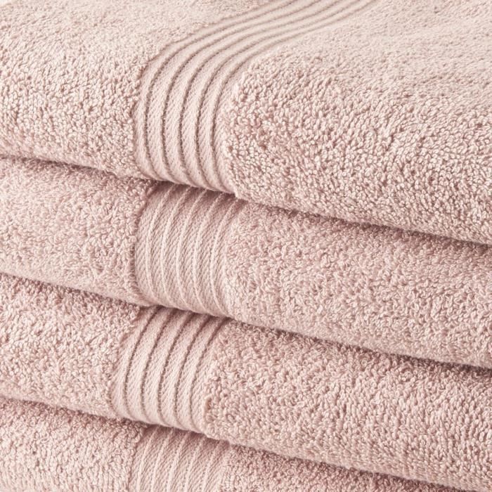 TODAY Set of 4 100% cotton Bath Towels - 50x100 cm - Sand rose
