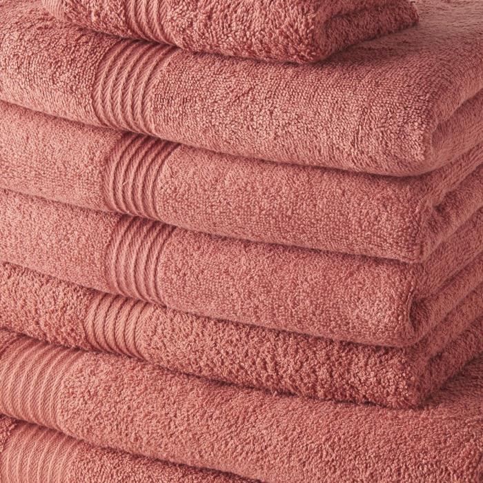 TODAY Set of 4 Guest Towels 30x50 cm + 4 Bath Towels 50x100 cm + 2 Bath Towels 70x130 cm 100% Terracotta cotton