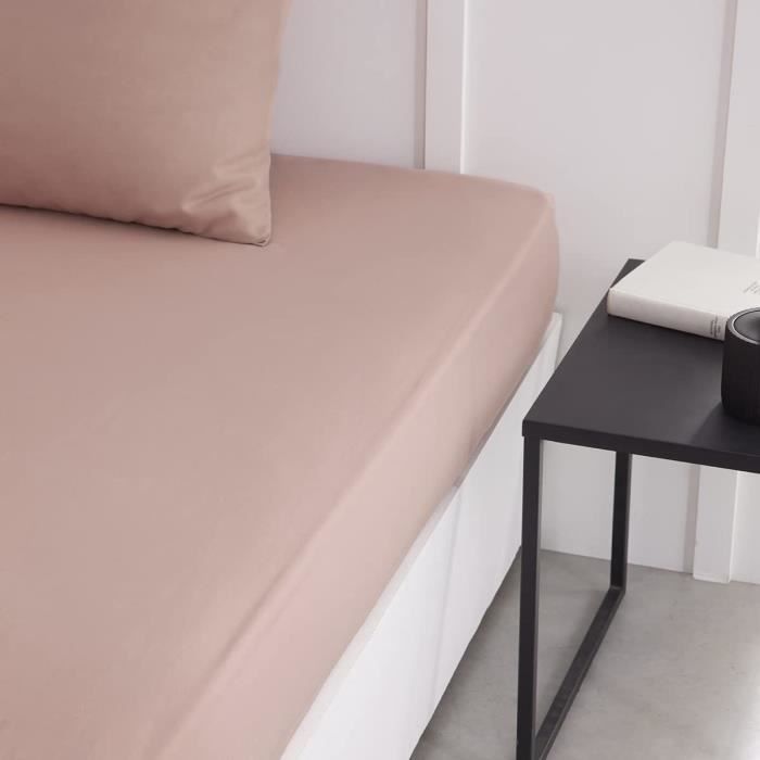 TODAY ESSENTIAL TODAY DRAP - 90 x 190 cm - 1 person - 100% UNE cotton - Sand pink