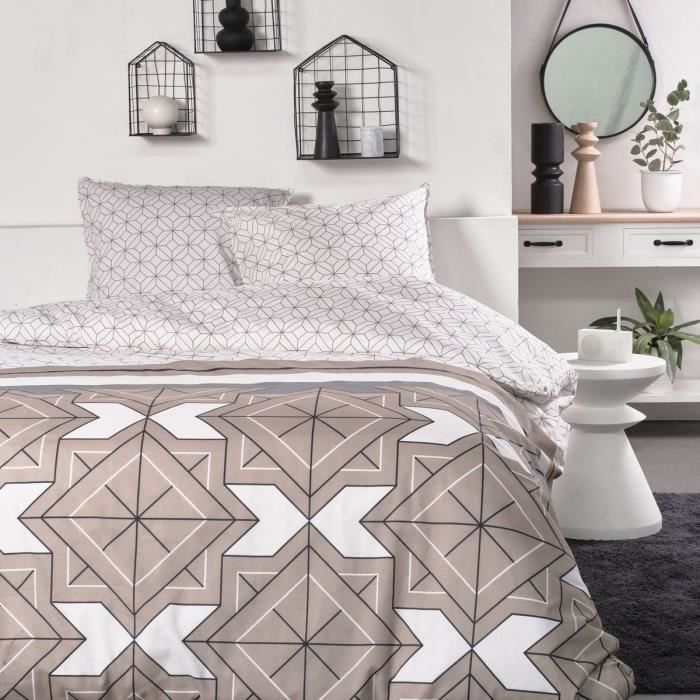 Double bed set -TODAY - 240x200 cm - 100% Cotton - Beige, Black and White