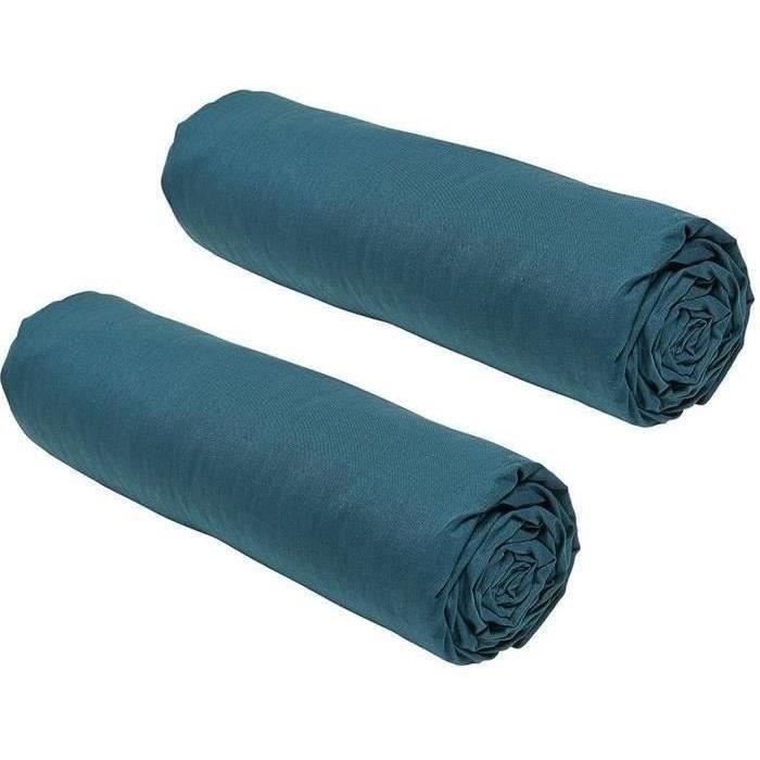 Set of 2 sheets covers today essential - 140 x 190 cm - 2 people - 100% cotton - peacock