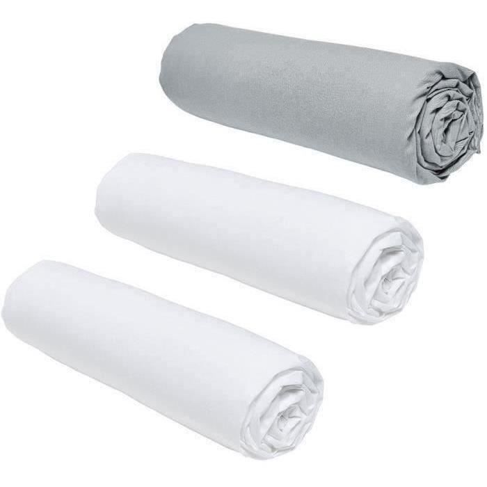 Set of 3 Teday Essential Curses - 140 x 190 cm - 2 people - 100% Cotton - Chalk/ Steel