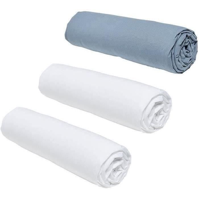 Set of 3 Teday Essential Curses - 140 x 190 cm - 2 people - 100% Cotton - Chalk/ Denim