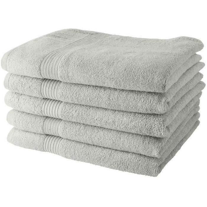 Set of 5 TODAY Bath Towels 70x130 cm 100% Cotton - Chalk