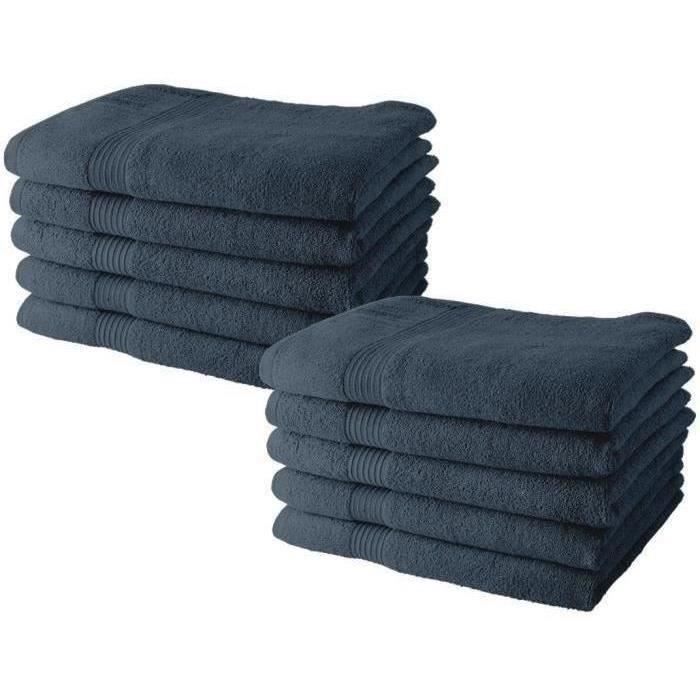 Set of 10 TODAY Hand Towels 50x90 cm 100% Cotton - Denim