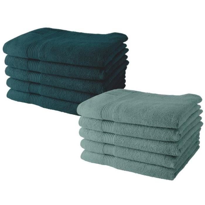 Set of 10 TODAY towels 50x90 cm 100% Cotton - 5 peacock + 5 cecidon