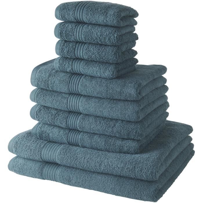 Set of 4 TODAY bath towels 30x50 + 4 bath towels 50x90 + 2 bath sheets 70x130 cm 100% Cotton - Peacock