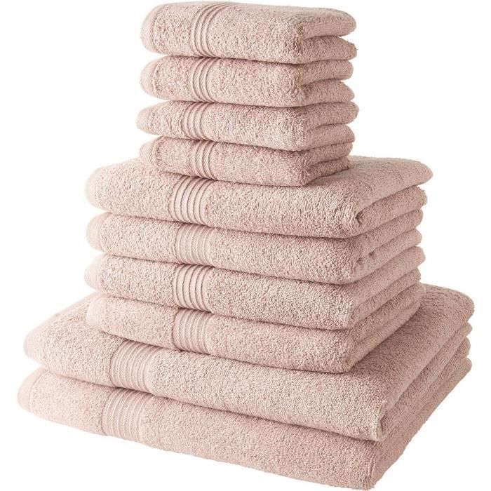 Set of 4 TODAY bath towels 30x50 + 4 bath towels 50x90 + 2 bath sheets 70x130 cm 100% Cotton - Sand rose