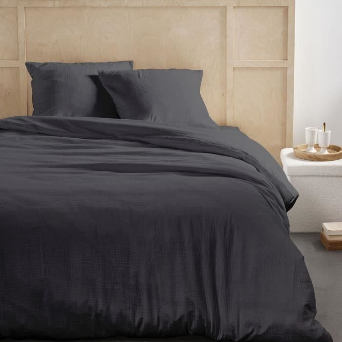 Bedding set - TODAY - 123323 - 2 people - 240x220cm - Plain cotton gauze - Charcoal