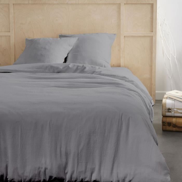 Bedding set - TODAY - 123325 - 2 people - 240x220cm - Plain cotton gauze - Steel