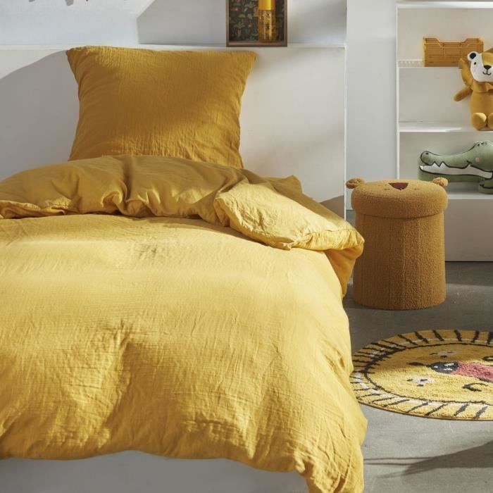 Bedding set - TODAY - 123333 - 1 person - 140x200 cm - Plain cotton gauze - Ochre