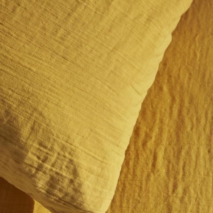 Bedding set - TODAY - 123668 - 2 people - 240x220cm - Plain cotton gauze - Ochre