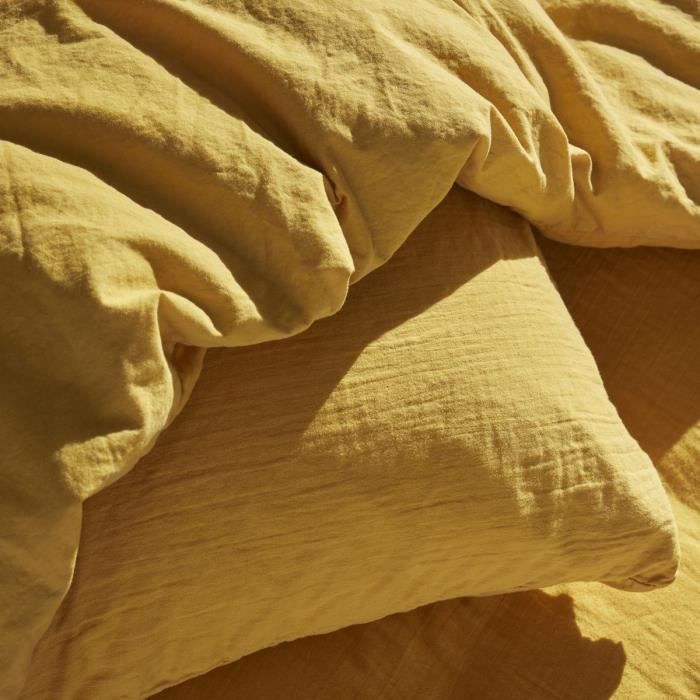 Bedding set - TODAY - 123668 - 2 people - 240x220cm - Plain cotton gauze - Ochre